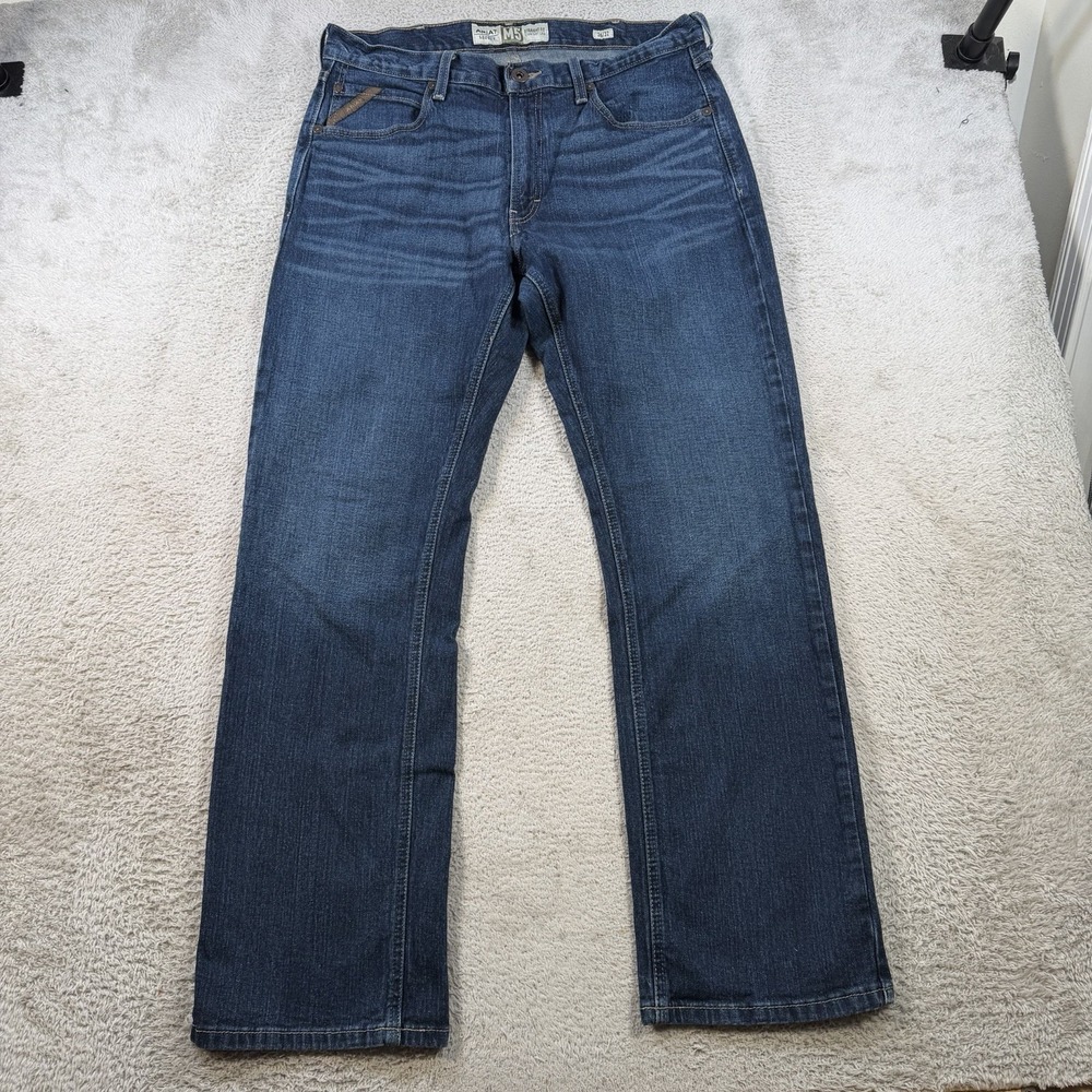 Ariat M5 Jeans Mens 36x32 Blue Denim Straight Fit Leg Cowboy Workwear Rodeo